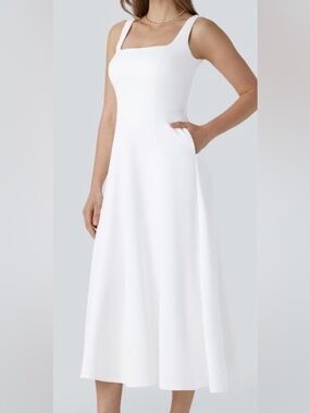 LARGE.  HALARA SQUARE NECK WEDDING OR GUEST MAXI DRESS